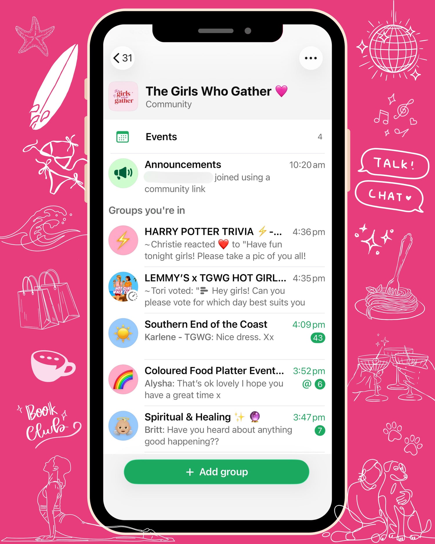 Join The Girls Who Gather WhatsApp community to connect with women on the Central Coast, discover upcoming events, join group chats and make new friends.
