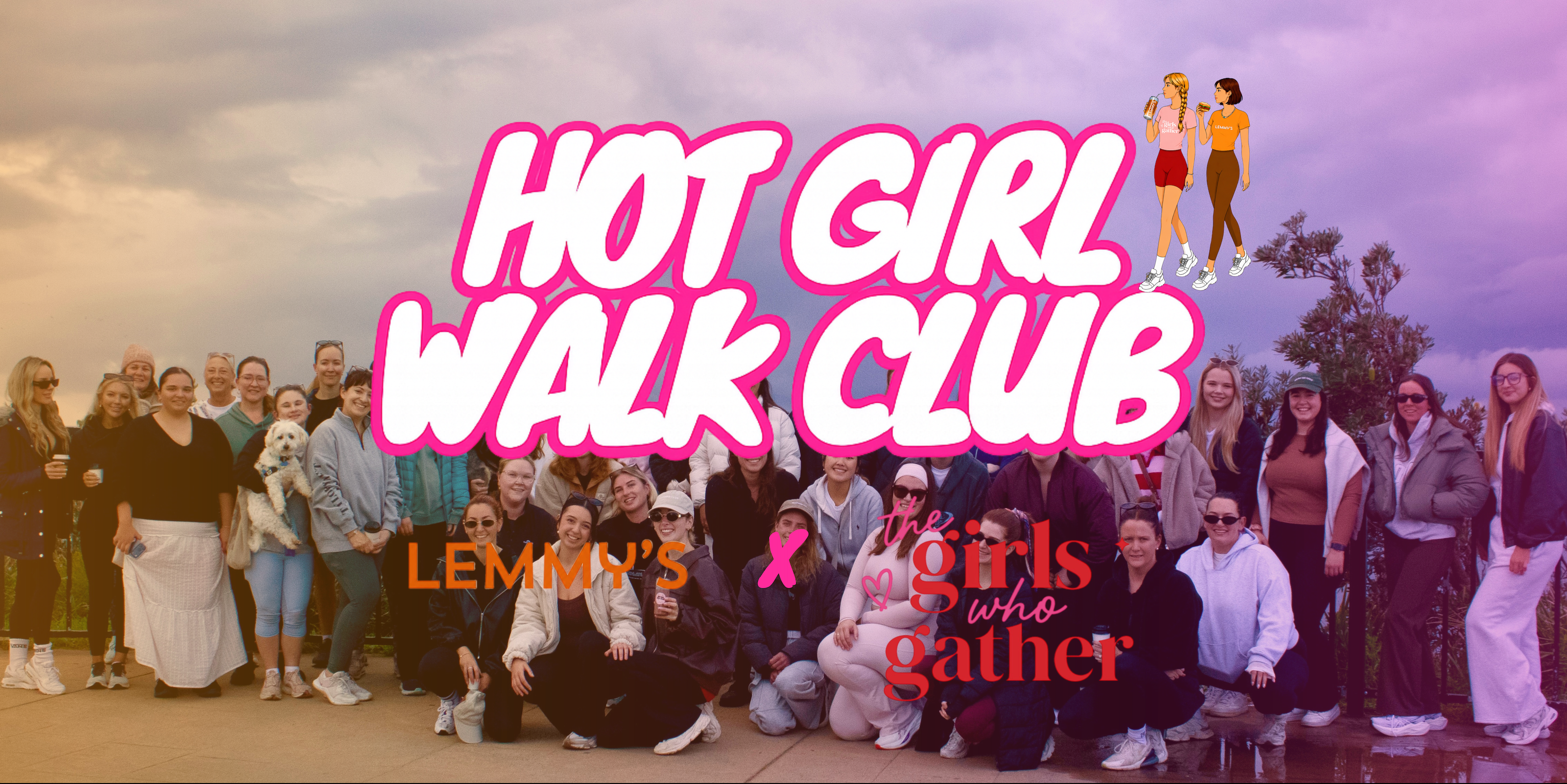 Women attending The Girls Who Gather Hot Girl Walk Club in Terrigal on the Central Coast. Free weekly walks designed to help women make friends, stay active and build meaningful connections.