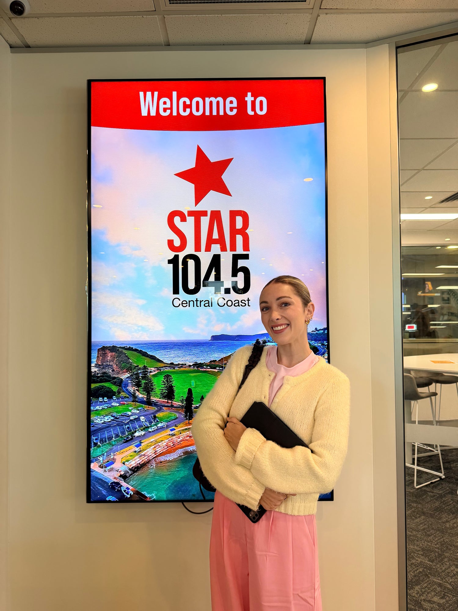 Maddie Pye, founder of The Girls Who Gather, visiting the STAR 104.5 Central Coast radio station to speak about the women's community and its mission to help women build friendships and meaningful connections across the Central Coast.