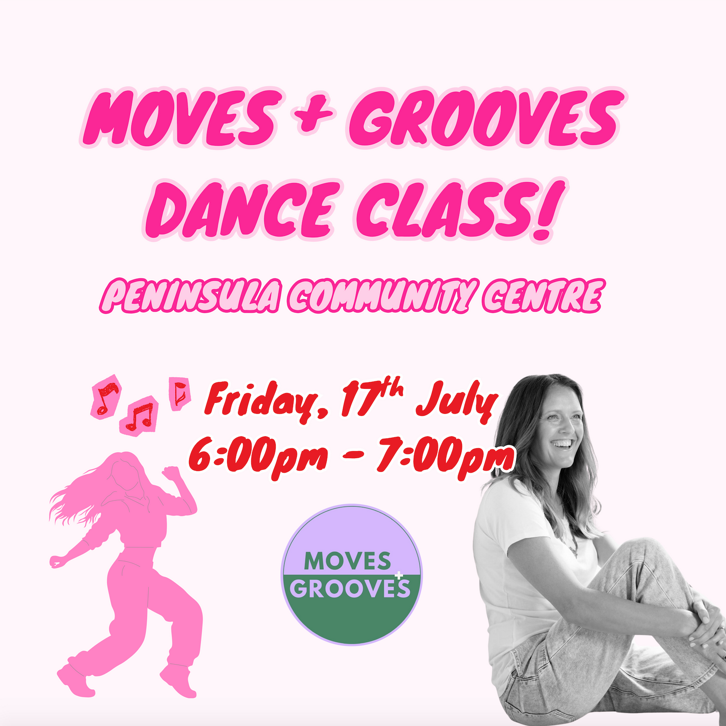 The Girls Who Gather Moves & Grooves dance class for women at Peninsula Community Centre on the Central Coast. Beginner-friendly dance class designed to help women have fun, stay active and make new friends.